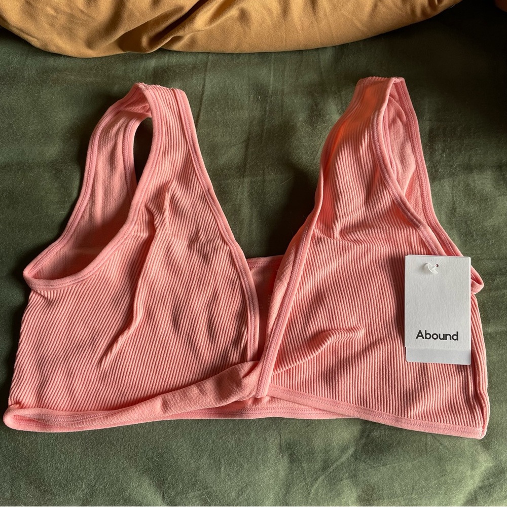 NWT! Abound Pink Ribbed Stretch Soft Sports Bra